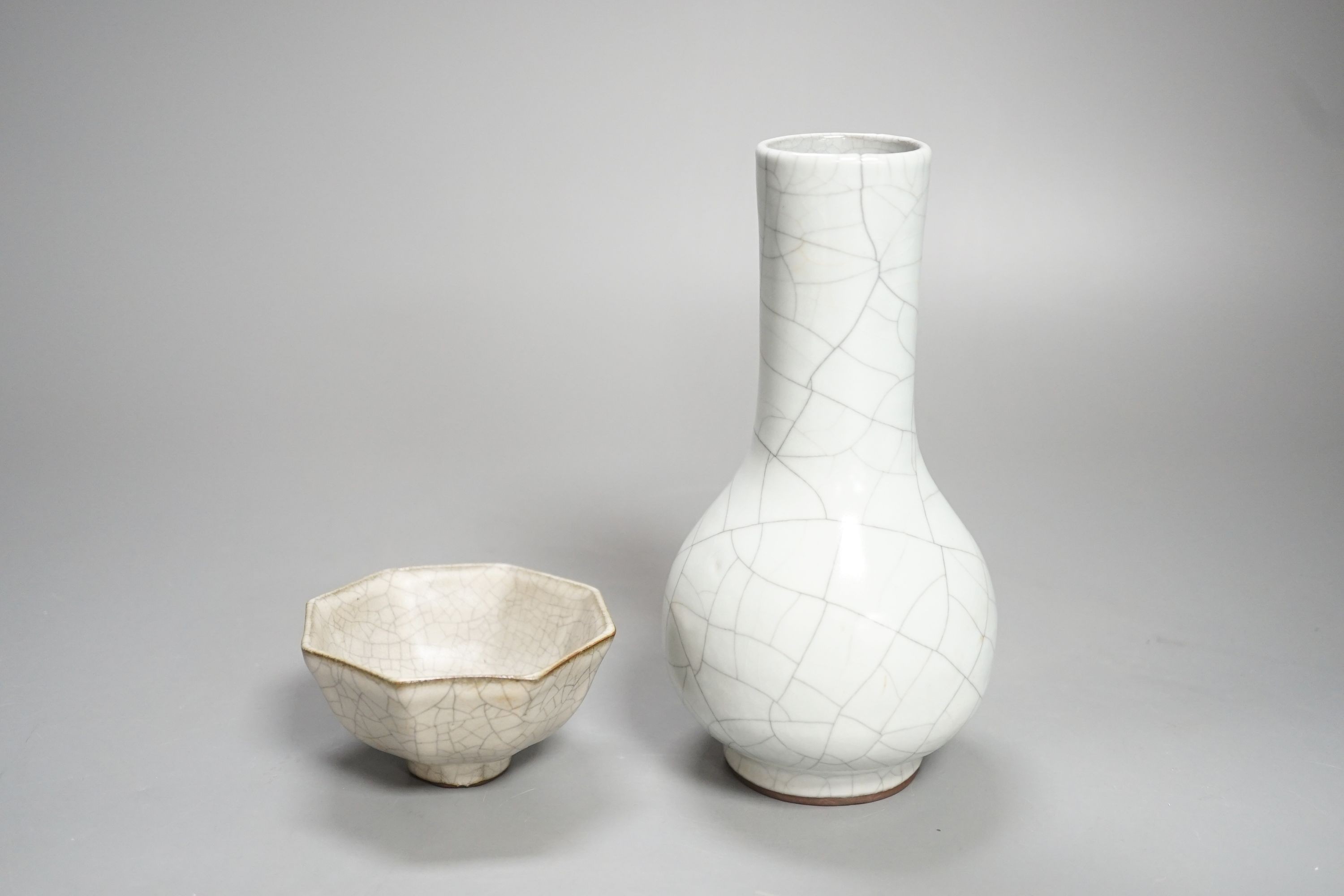 A Chinese crackleglaze vase and a similar cup 17cm